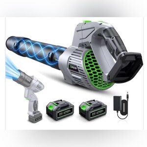 Comchoi Electric Leaf Blower Cordless, 680 CFM 5 Speed Mode, 2 Batteries - New